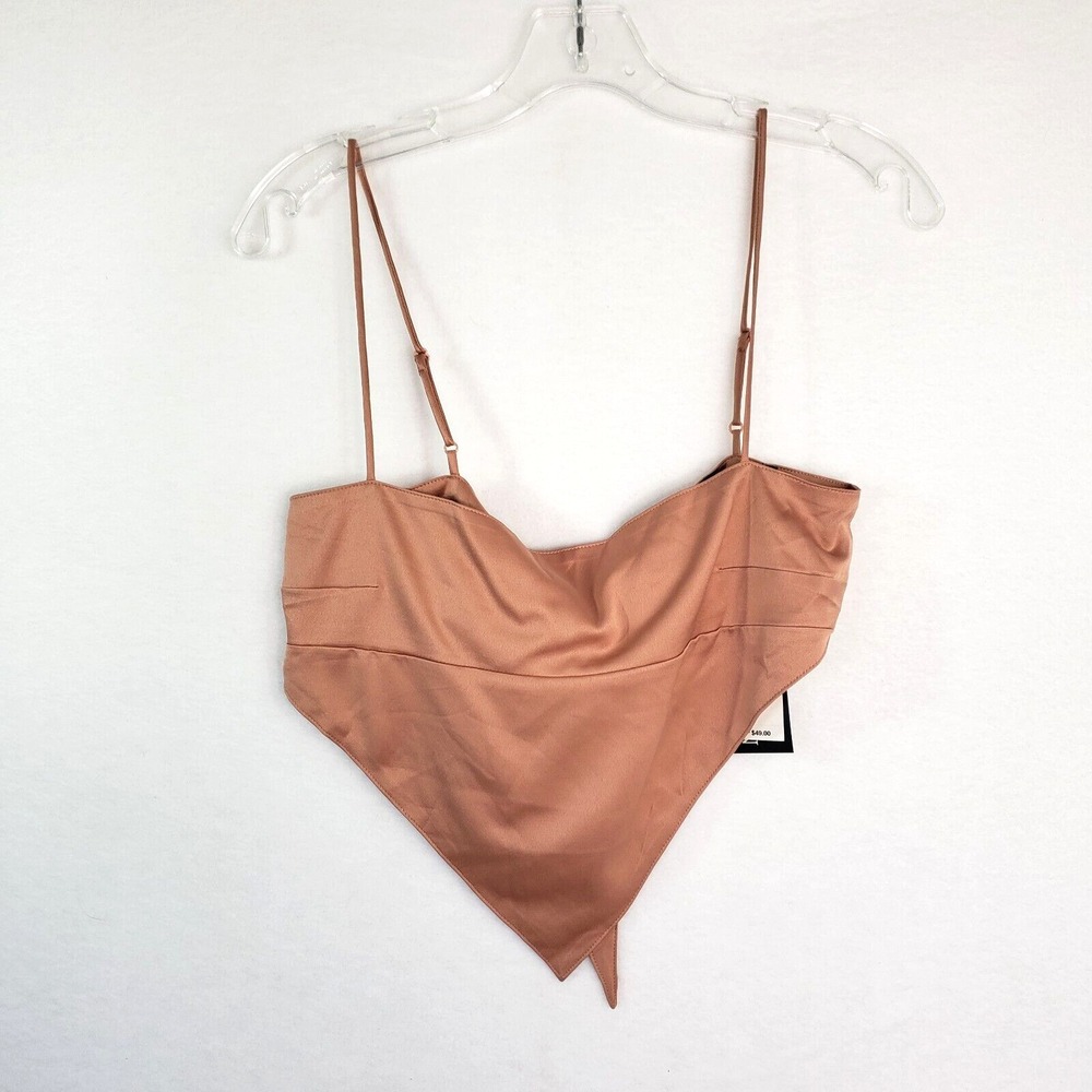 Danielle Bernstein Crop Size S‎ Tie Halter Top Satin Sleeveless Party Going Out